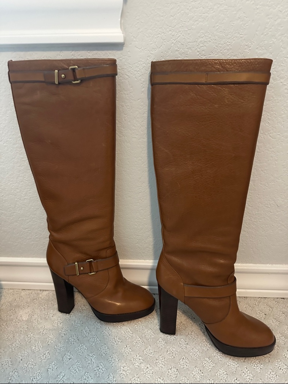 Coach Tall Cognac Leather Over-the-Knee Boots - Picture 2 of 6